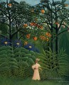 Frau zu Fuß in einem exotischen Wald 1905 Henri Rousseau Post Impressionismus Naive Primitivismus